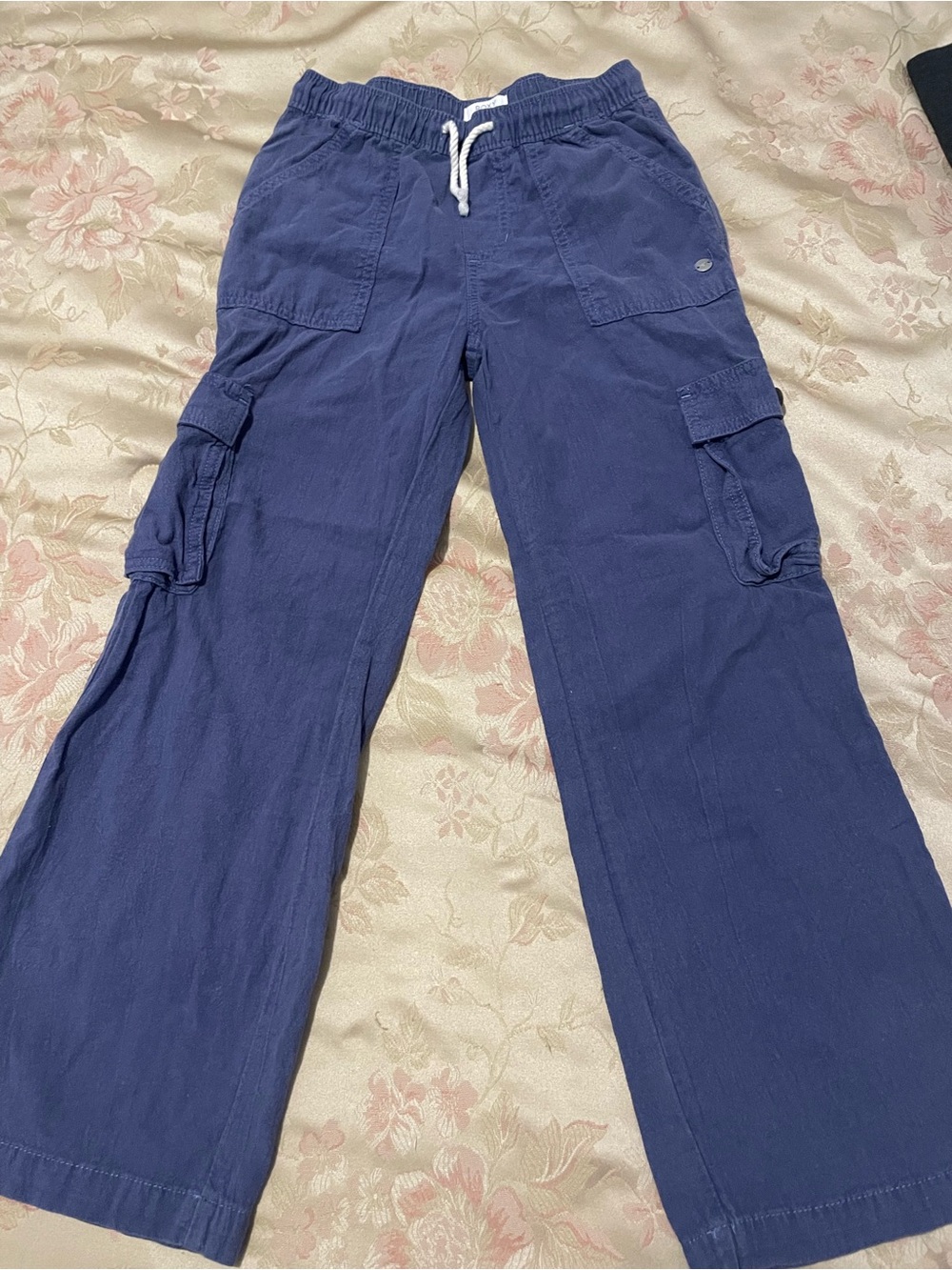 Girls’ Navy Cargo Lounge Pants - Casual Drawstring Waist